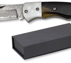 ΣΟΥΓΙΑΣ Albainox Damascus pocket knife. Bull horn, 7.7cm, 25166