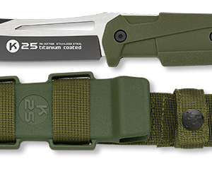 ΜΑΧΑΙΡΙ K25 tactical knife. Green rubber grip bl.11.5cm, 32758
