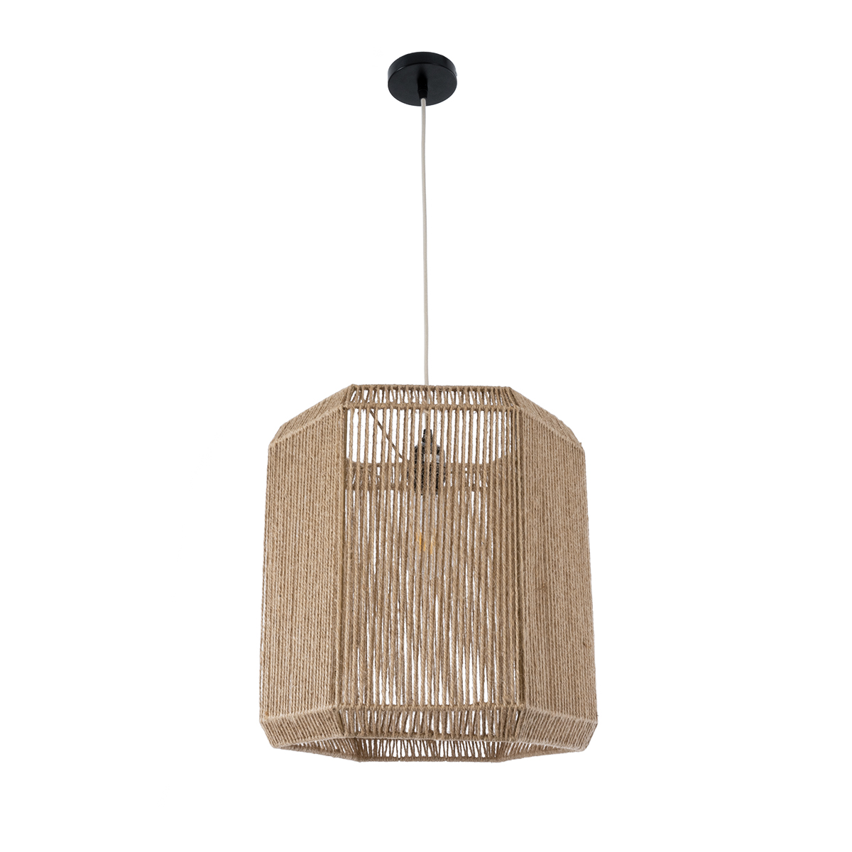 GLOBOSTAR® CAYMAN 00519 Boho Κρεμαστό Φωτιστικό Οροφής με Ντουί 1 x E27 AC 220-240V IP20 - Μπεζ - Μ40 x Π40 x Υ40cm - Image 4