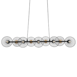 GLOBOSTAR® VERONA 00588 Μοντέρνο Κρεμαστό Φωτιστικό Οροφής με Ντουί 9 x E27 AC 220-240V IP20 - Μαύρο & Χρυσό - Μ140 x Π28 x Υ20cm