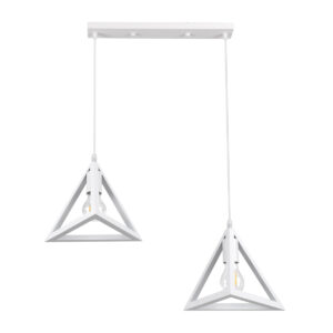GLOBOSTAR® TRIANGLE 00612 Μοντέρνο Κρεμαστό Φωτιστικό Οροφής με Ντουί 2 x E27 AC 220-240V IP20 - Λευκό - Μ60 x Π22 x Y130cm