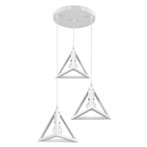 GLOBOSTAR® TRIANGLE 00617 Μοντέρνο Κρεμαστό Φωτιστικό Οροφής με Ντουί 3 x E27 AC 220-240V IP20 - Λευκό - Μ49 x Π49 x Y130cm