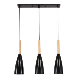 GLOBOSTAR® DILLON 00630 Μοντέρνο Κρεμαστό Φωτιστικό Οροφής με Ντουί 3 x E27 AC 220-240V IP20 - Μαύρο & Μπεζ - Μ54 x Π14 x Υ130cm