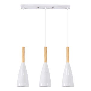 GLOBOSTAR® DILLON 00631 Μοντέρνο Κρεμαστό Φωτιστικό Οροφής με Ντουί 3 x E27 AC 220-240V IP20 - Λευκό & Μπεζ - Μ54 x Π14 x Υ130cm