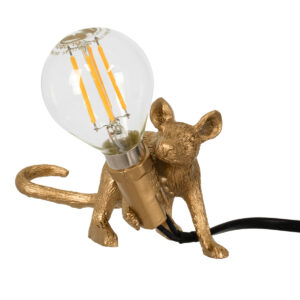 GLOBOSTAR® MOUSE 00677 Vintage Επιτραπέζιο Φωτιστικό Πορτατίφ με Ντουί 1 x E12 AC 220-240V IP20 - Χρυσό - Μ13 x Π4 x Υ7cm