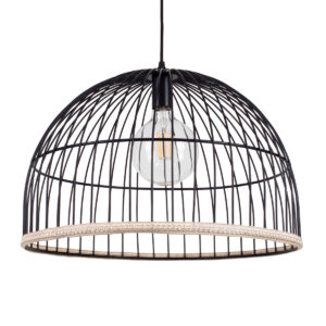 GLOBOSTAR® NEVIS 00681 Μοντέρνο Κρεμαστό Φωτιστικό Οροφής με Ντουί 1 x E27 AC 220-240V IP20 - Μαύρο & Μπεζ - Μ49 x Π49 x Υ34.5cm