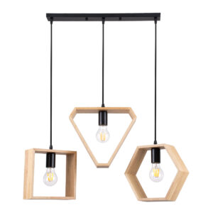 GLOBOSTAR® ELISE 00682 Μοντέρνο Κρεμαστό Φωτιστικό Οροφής με Ντουί 3 x E27 AC 220-240V IP20 - Μπεζ & Μαύρο - Μ76 x Π8 x Υ25cm