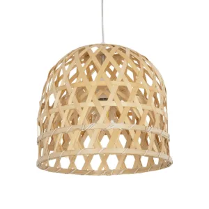 GLOBOSTAR® MANGEA 00715 Boho Κρεμαστό Φωτιστικό Οροφής με Ντουί 1 x E27 AC 220-240V IP20 - Μπεζ - Μ32 x Π32 x Υ30cm