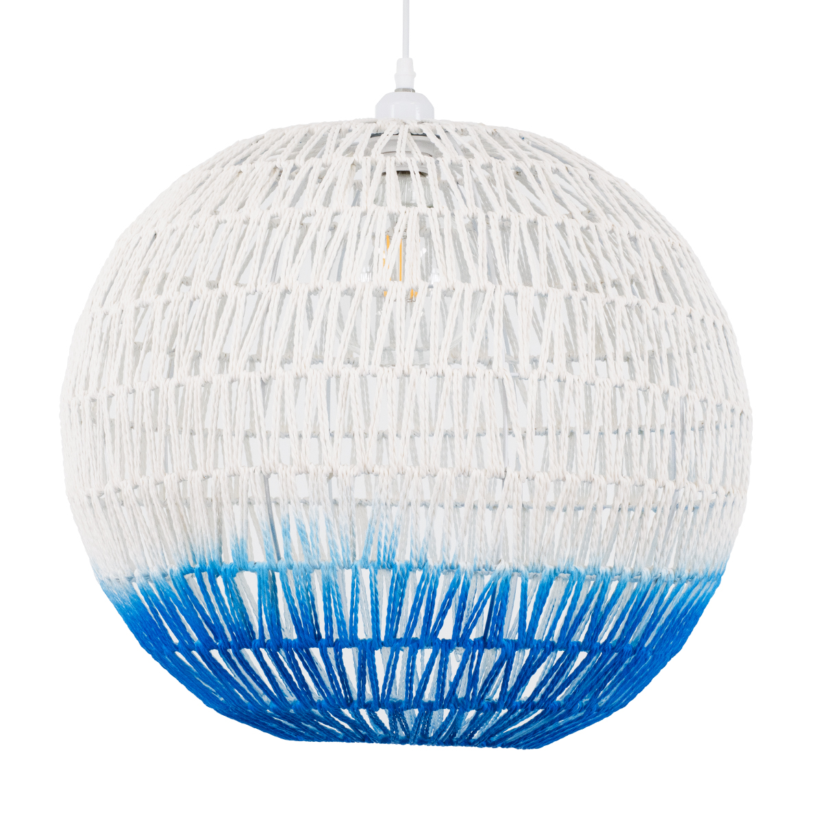 GLOBOSTAR® SANTOR 00729 Boho Κρεμαστό Φωτιστικό Οροφής με Ντουί 1 x E27 AC 220-240V IP20 - Λευκό & Μπλε - Μ50 x Π50 x Y50cm - Image 5