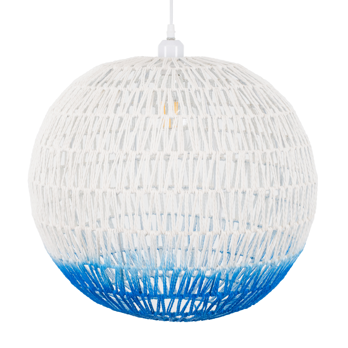 GLOBOSTAR® SANTOR 00729 Boho Κρεμαστό Φωτιστικό Οροφής με Ντουί 1 x E27 AC 220-240V IP20 - Λευκό & Μπλε - Μ50 x Π50 x Y50cm - Image 6