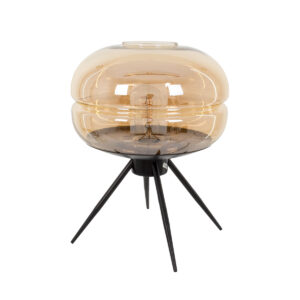GLOBOSTAR® JAVAN 00737 Μοντέρνο Επιτραπέζιο Φωτιστικό Πορτατίφ με Ντουί 1 x E27 AC 220-240V IP20 - Μελί & Μαύρο - Μ30 x Π30 x Y40cm