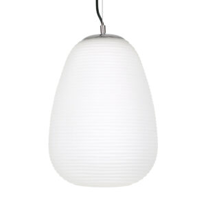 GLOBOSTAR® FREYA 00745 Μοντέρνο Κρεμαστό Φωτιστικό Οροφής με Ντουί 1 x E27 AC 220-240V IP20 - Λευκό & Ασημί - Μ24 x Π24 x Υ35cm