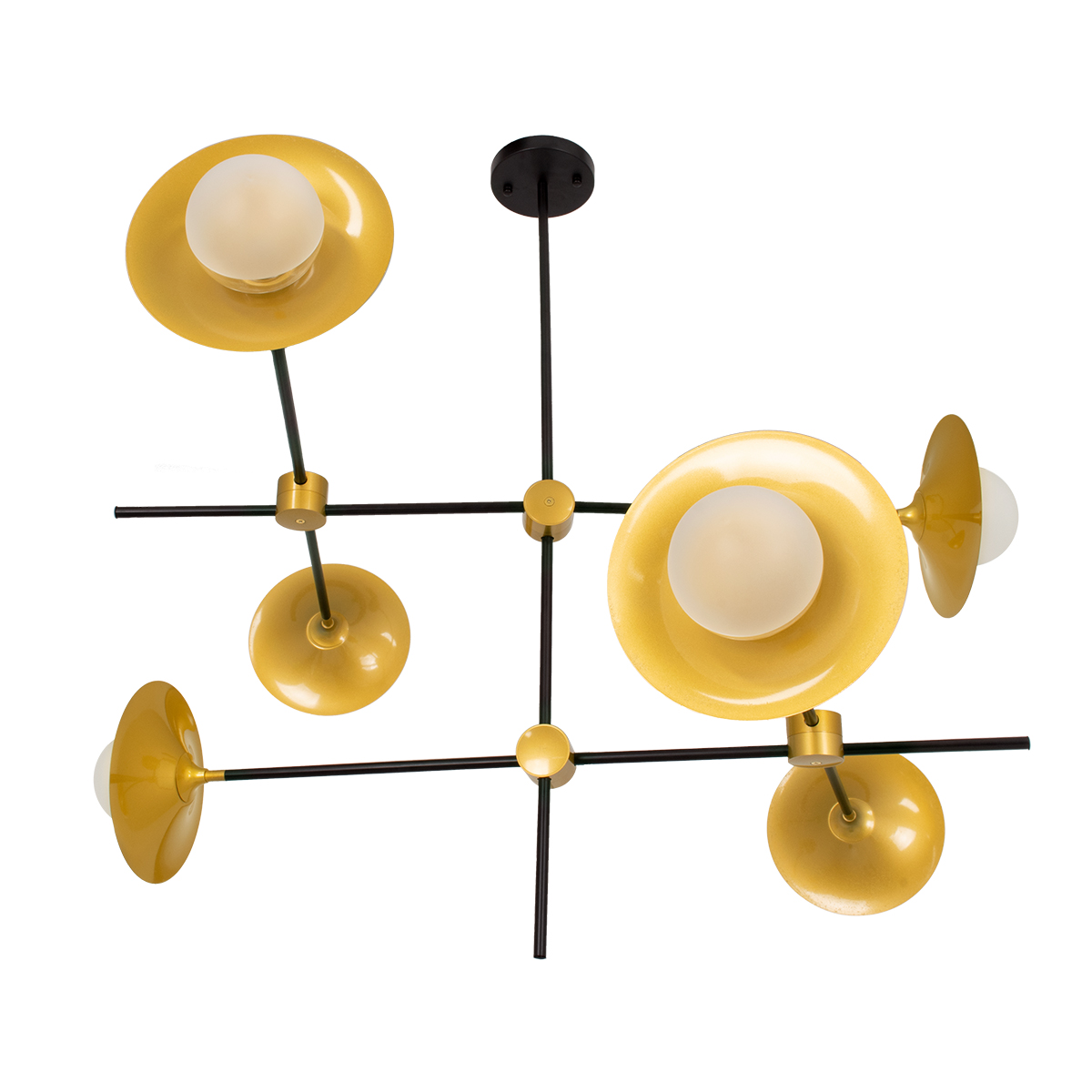 GLOBOSTAR® JOLIET 00780 Μοντέρνο Φωτιστικό Οροφής με Ντουί 6 x G9 AC 220-240V IP20 - Μαύρο & Χρυσό - Μ93 x Π93 x Υ87cm - Image 6