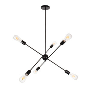 GLOBOSTAR® ZANE 00784 Μοντέρνο Φωτιστικό Οροφής με Ντουί 6 x E27 AC 220-240V IP20 - Μαύρο - Μ70 x Π70 x Υ100cm