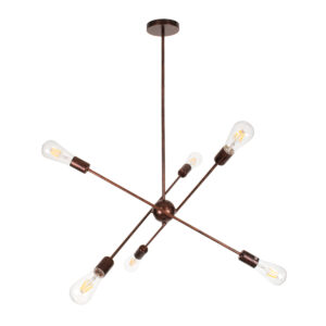 GLOBOSTAR® ZANE 00785 Μοντέρνο Φωτιστικό Οροφής με Ντουί 6 x E27 AC 220-240V IP20 - Χάλκινο - Μ70 x Π70 x Υ100cm