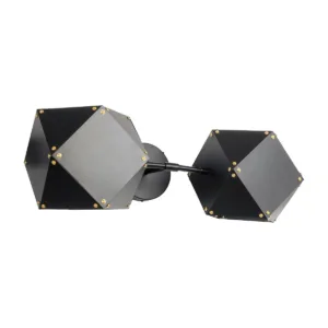 GLOBOSTAR® WELLES 00795 Μοντέρνο Φωτιστικό Τοίχου - Απλίκα με Ντουί 2 x E14 AC 220-240V IP20 - Μαύρο - Μ52 x Π21 x Υ17cm