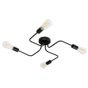 GLOBOSTAR® LIBERTA 00838 Vintage Φωτιστικό Οροφής με Ντουί 4 x E27 AC 220-240V IP20 - Μαύρο - Μ44.5 x Π44.5 x Υ12cm