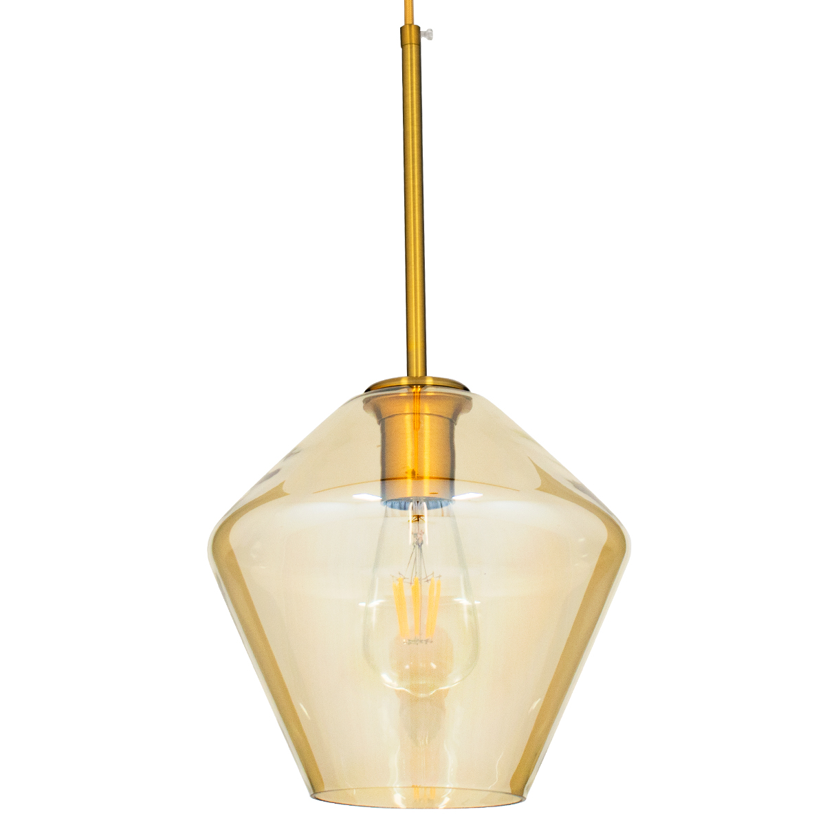 GLOBOSTAR® AMARIS 00869 Μοντέρνο Κρεμαστό Φωτιστικό Οροφής με Ντουί 1 x E27 AC 220-240V IP20 - Χρυσό & Μελί - Μ22 x Π22 x Y22cm