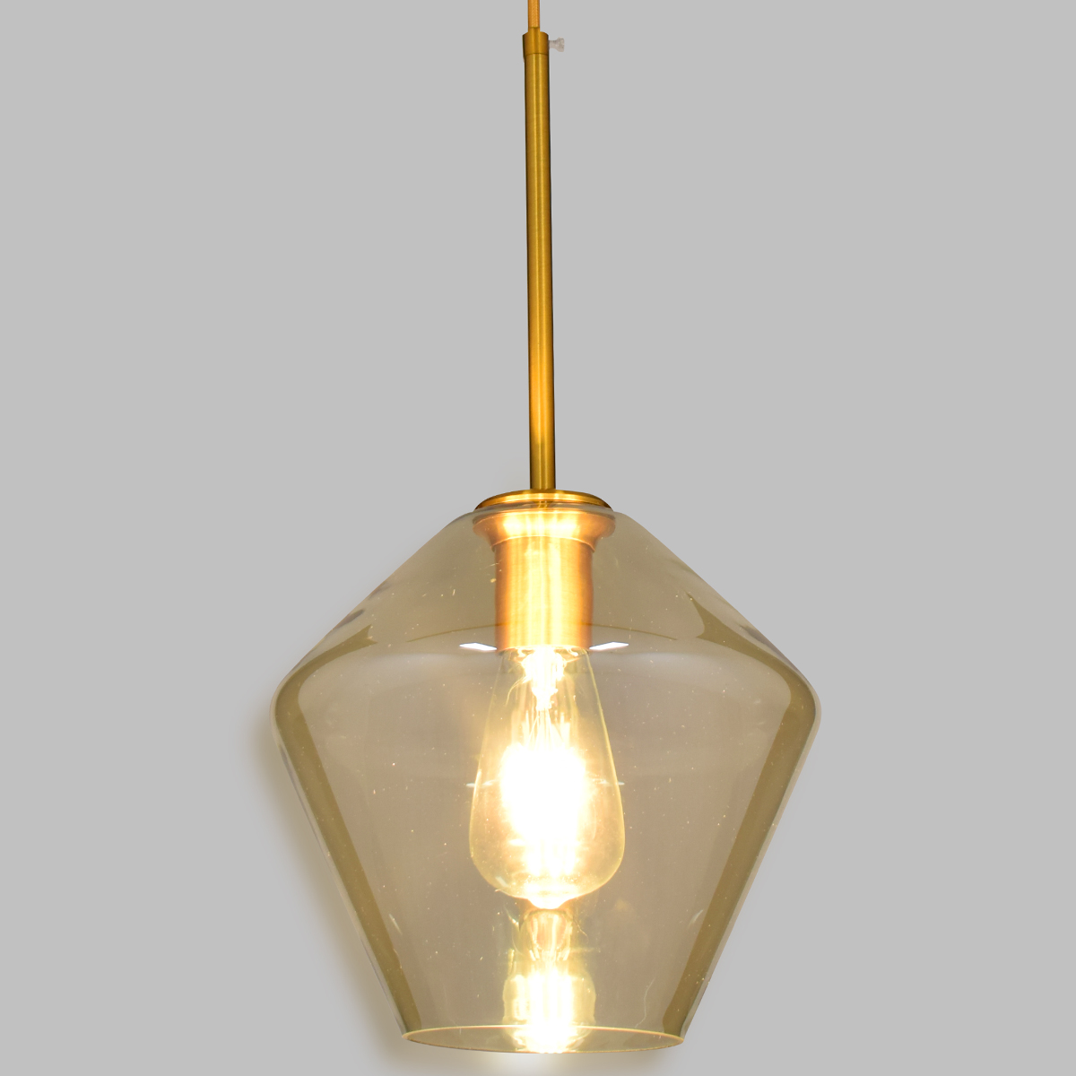 GLOBOSTAR® AMARIS 00869 Μοντέρνο Κρεμαστό Φωτιστικό Οροφής με Ντουί 1 x E27 AC 220-240V IP20 - Χρυσό & Μελί - Μ22 x Π22 x Y22cm - Image 2