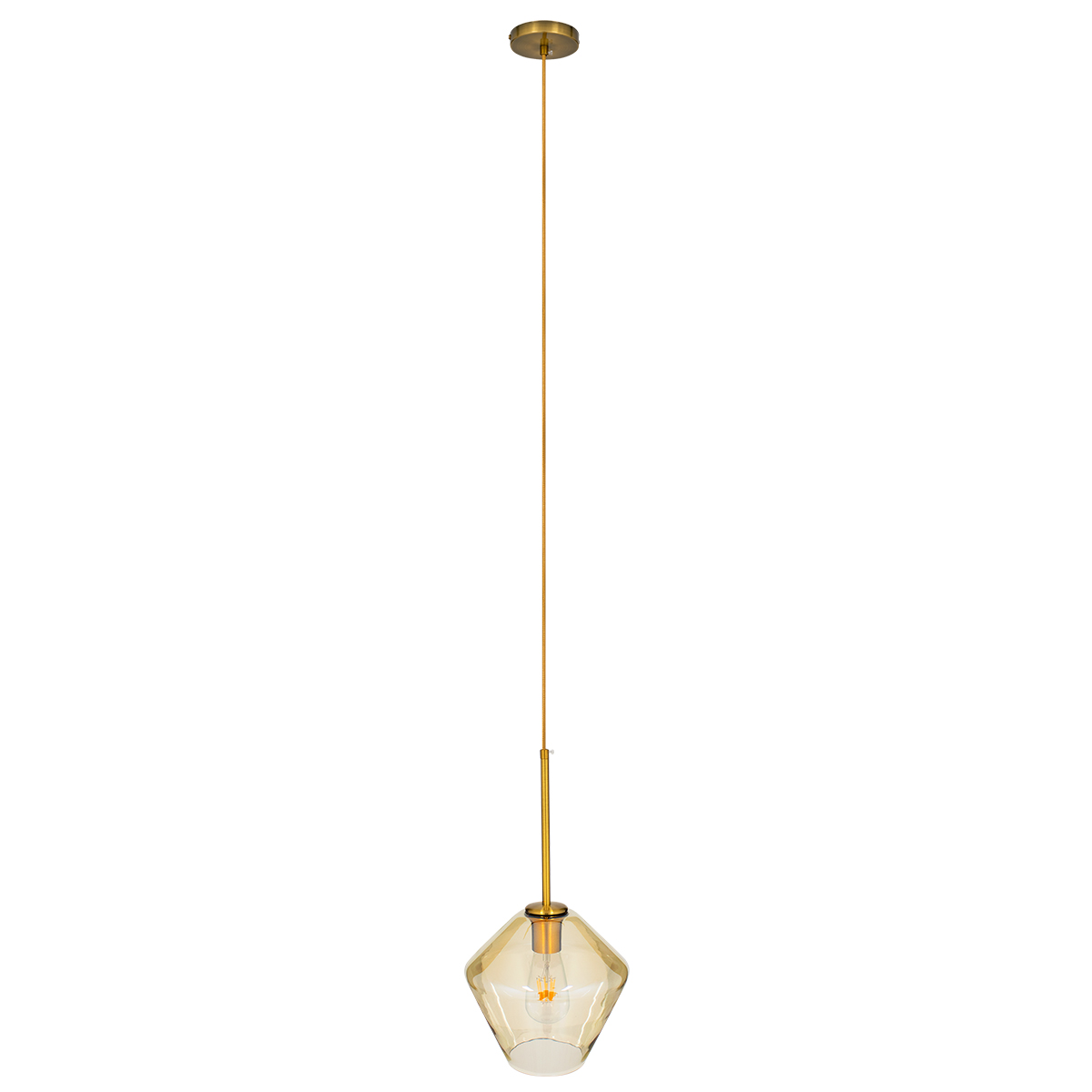 GLOBOSTAR® AMARIS 00869 Μοντέρνο Κρεμαστό Φωτιστικό Οροφής με Ντουί 1 x E27 AC 220-240V IP20 - Χρυσό & Μελί - Μ22 x Π22 x Y22cm - Image 3