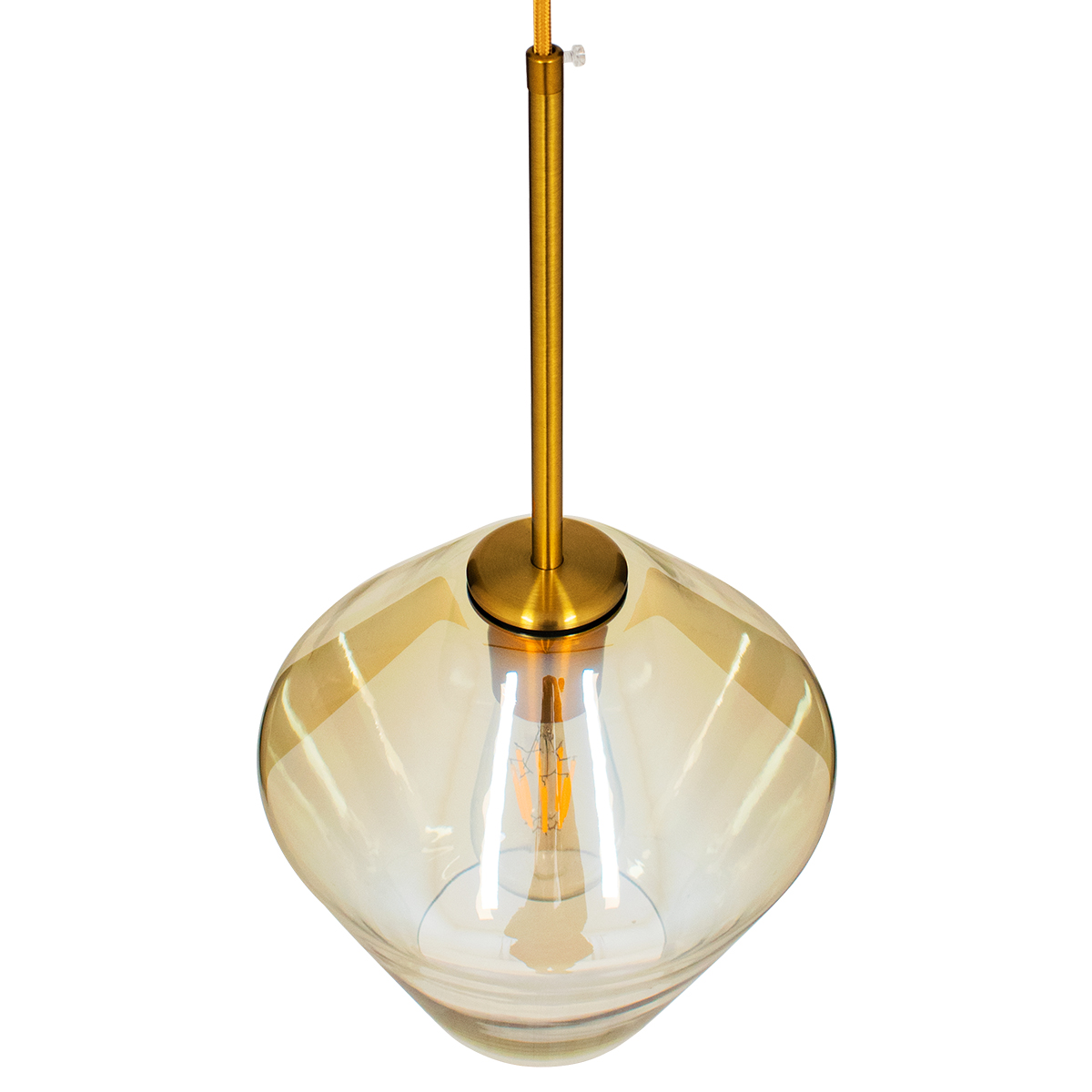 GLOBOSTAR® AMARIS 00869 Μοντέρνο Κρεμαστό Φωτιστικό Οροφής με Ντουί 1 x E27 AC 220-240V IP20 - Χρυσό & Μελί - Μ22 x Π22 x Y22cm - Image 6