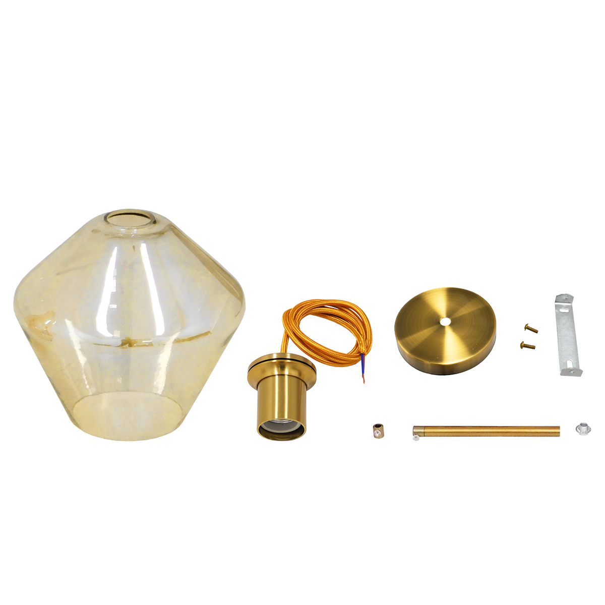 GLOBOSTAR® AMARIS 00869 Μοντέρνο Κρεμαστό Φωτιστικό Οροφής με Ντουί 1 x E27 AC 220-240V IP20 - Χρυσό & Μελί - Μ22 x Π22 x Y22cm - Image 7