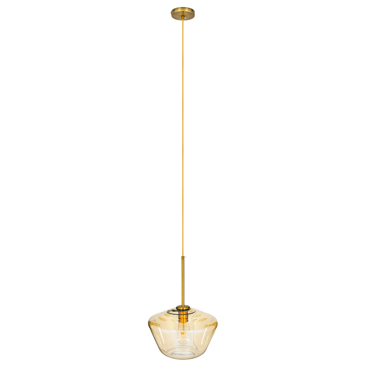 GLOBOSTAR® AMARIS 00870 Μοντέρνο Κρεμαστό Φωτιστικό Οροφής με Ντουί 1 x E27 AC 220-240V IP20 - Χρυσό & Μελί - Μ30 x Π30 x Y22cm - Image 3