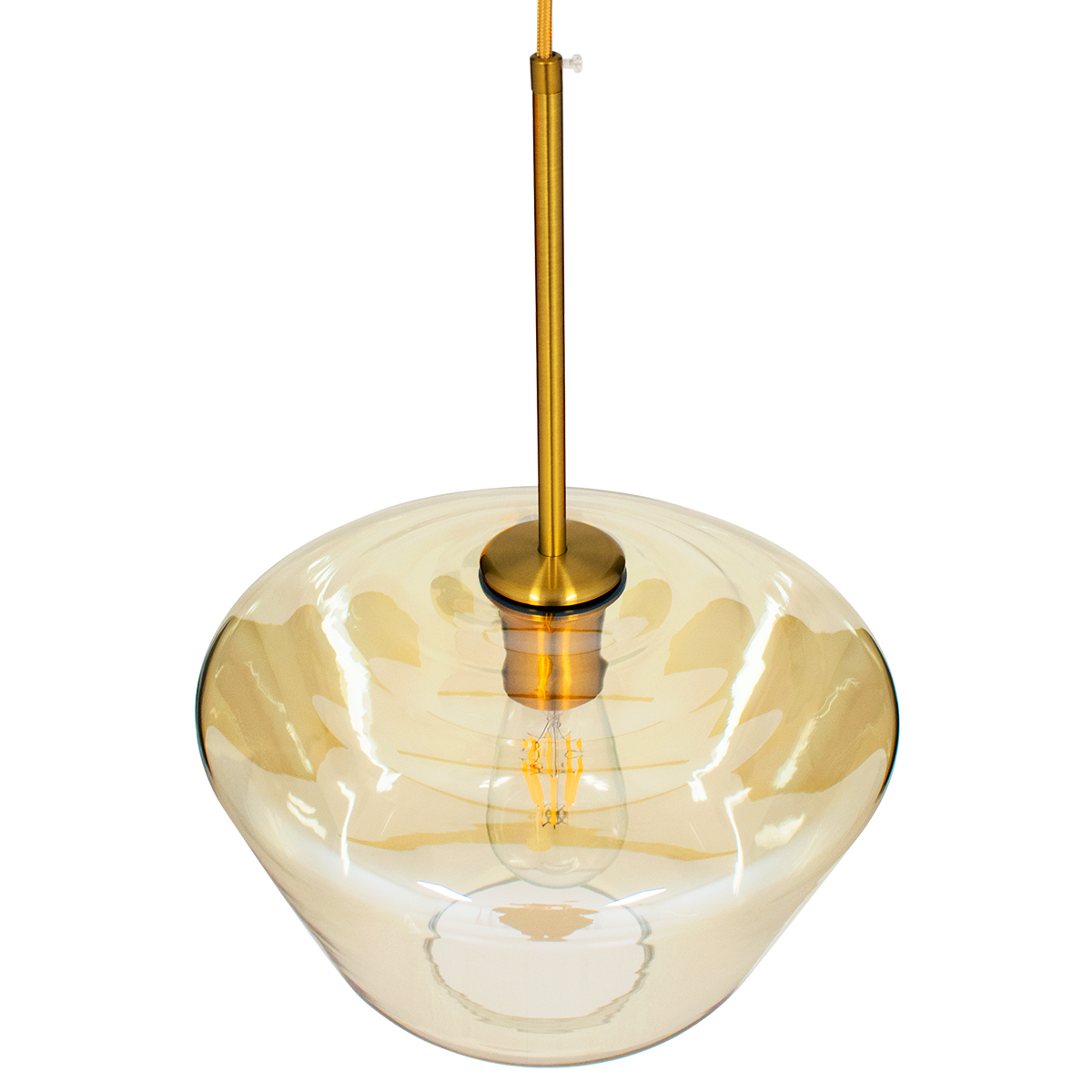 GLOBOSTAR® AMARIS 00870 Μοντέρνο Κρεμαστό Φωτιστικό Οροφής με Ντουί 1 x E27 AC 220-240V IP20 - Χρυσό & Μελί - Μ30 x Π30 x Y22cm - Image 6