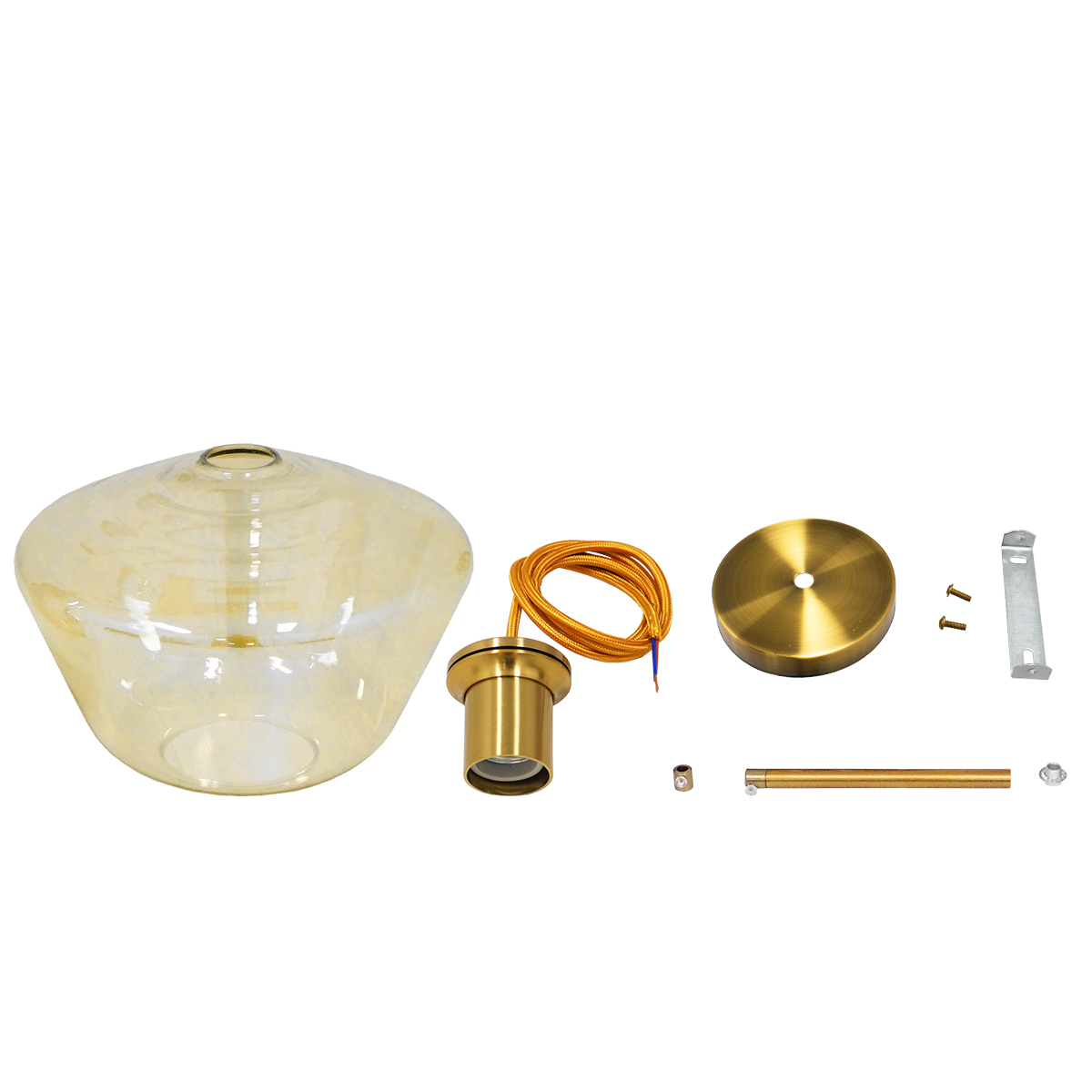 GLOBOSTAR® AMARIS 00870 Μοντέρνο Κρεμαστό Φωτιστικό Οροφής με Ντουί 1 x E27 AC 220-240V IP20 - Χρυσό & Μελί - Μ30 x Π30 x Y22cm - Image 7