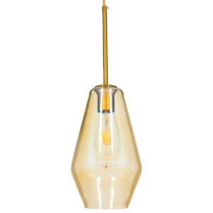 GLOBOSTAR® AMARIS 00871 Μοντέρνο Κρεμαστό Φωτιστικό Οροφής με Ντουί 1 x E27 AC 220-240V IP20 - Χρυσό & Μελί - Μ17 x Π17 x Υ30cm