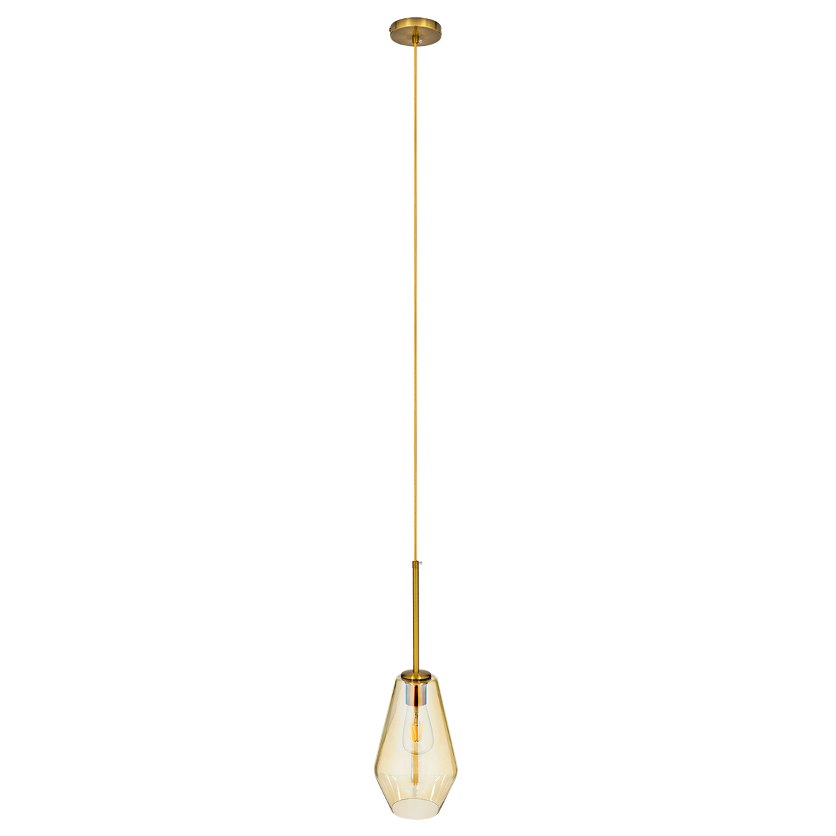 GLOBOSTAR® AMARIS 00871 Μοντέρνο Κρεμαστό Φωτιστικό Οροφής με Ντουί 1 x E27 AC 220-240V IP20 - Χρυσό & Μελί - Μ17 x Π17 x Υ30cm - Image 3