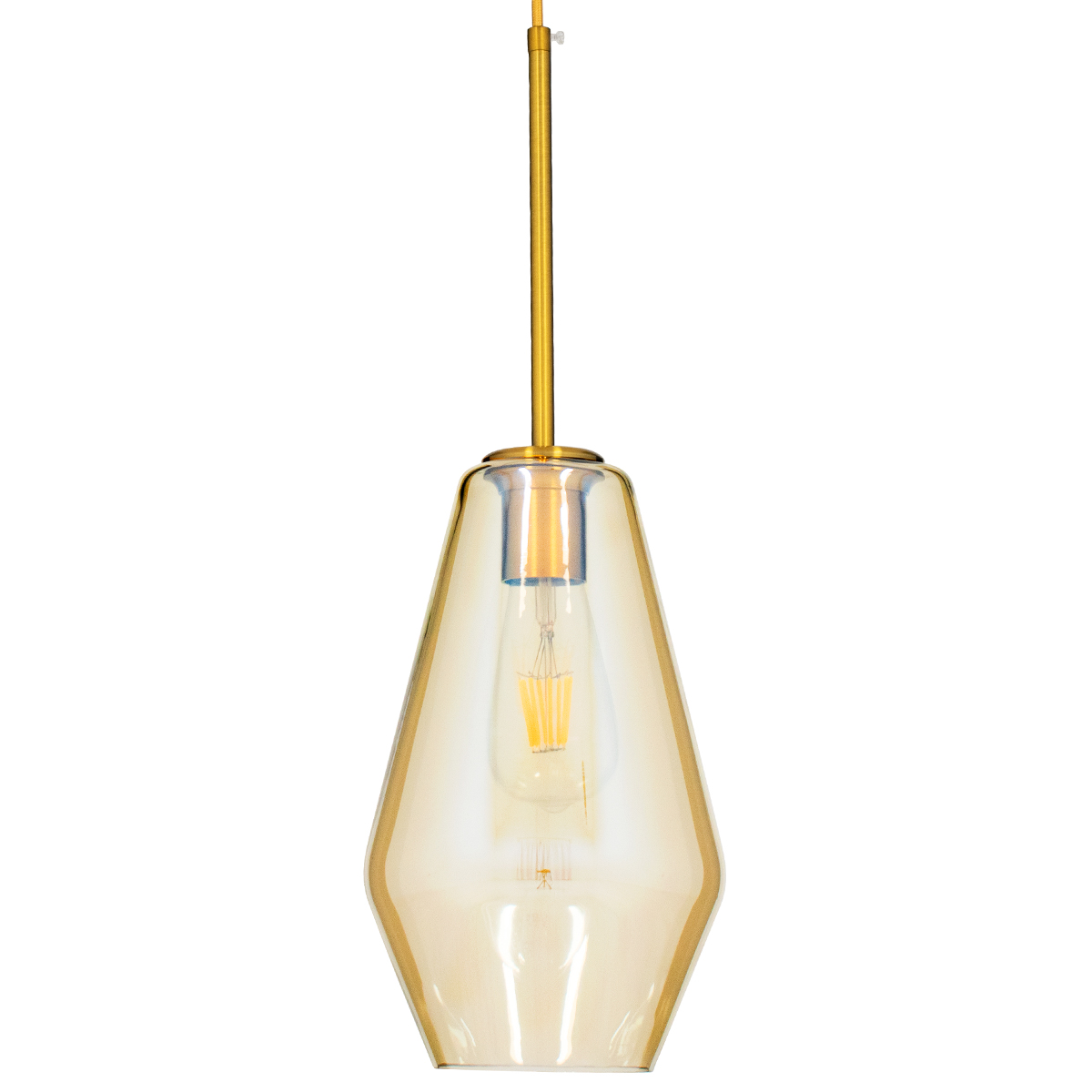 GLOBOSTAR® AMARIS 00871 Μοντέρνο Κρεμαστό Φωτιστικό Οροφής με Ντουί 1 x E27 AC 220-240V IP20 - Χρυσό & Μελί - Μ17 x Π17 x Υ30cm - Image 4