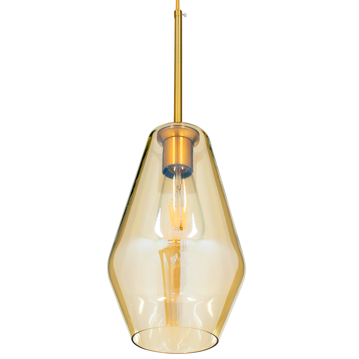 GLOBOSTAR® AMARIS 00871 Μοντέρνο Κρεμαστό Φωτιστικό Οροφής με Ντουί 1 x E27 AC 220-240V IP20 - Χρυσό & Μελί - Μ17 x Π17 x Υ30cm - Image 5