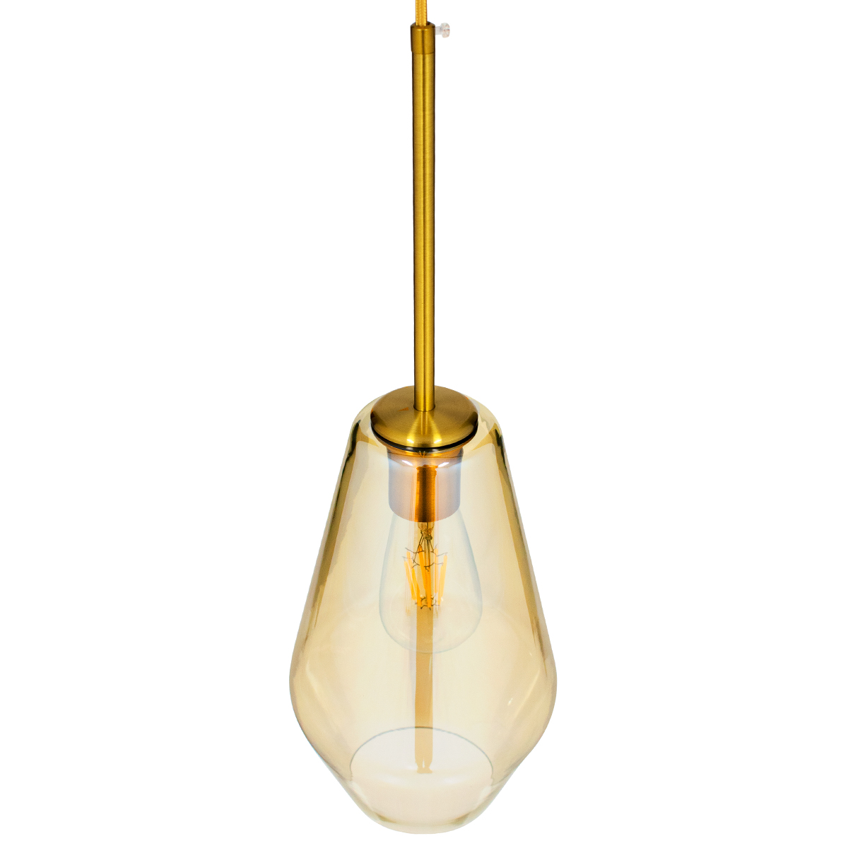 GLOBOSTAR® AMARIS 00871 Μοντέρνο Κρεμαστό Φωτιστικό Οροφής με Ντουί 1 x E27 AC 220-240V IP20 - Χρυσό & Μελί - Μ17 x Π17 x Υ30cm - Image 6