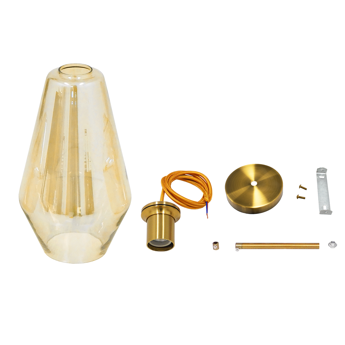 GLOBOSTAR® AMARIS 00871 Μοντέρνο Κρεμαστό Φωτιστικό Οροφής με Ντουί 1 x E27 AC 220-240V IP20 - Χρυσό & Μελί - Μ17 x Π17 x Υ30cm - Image 7