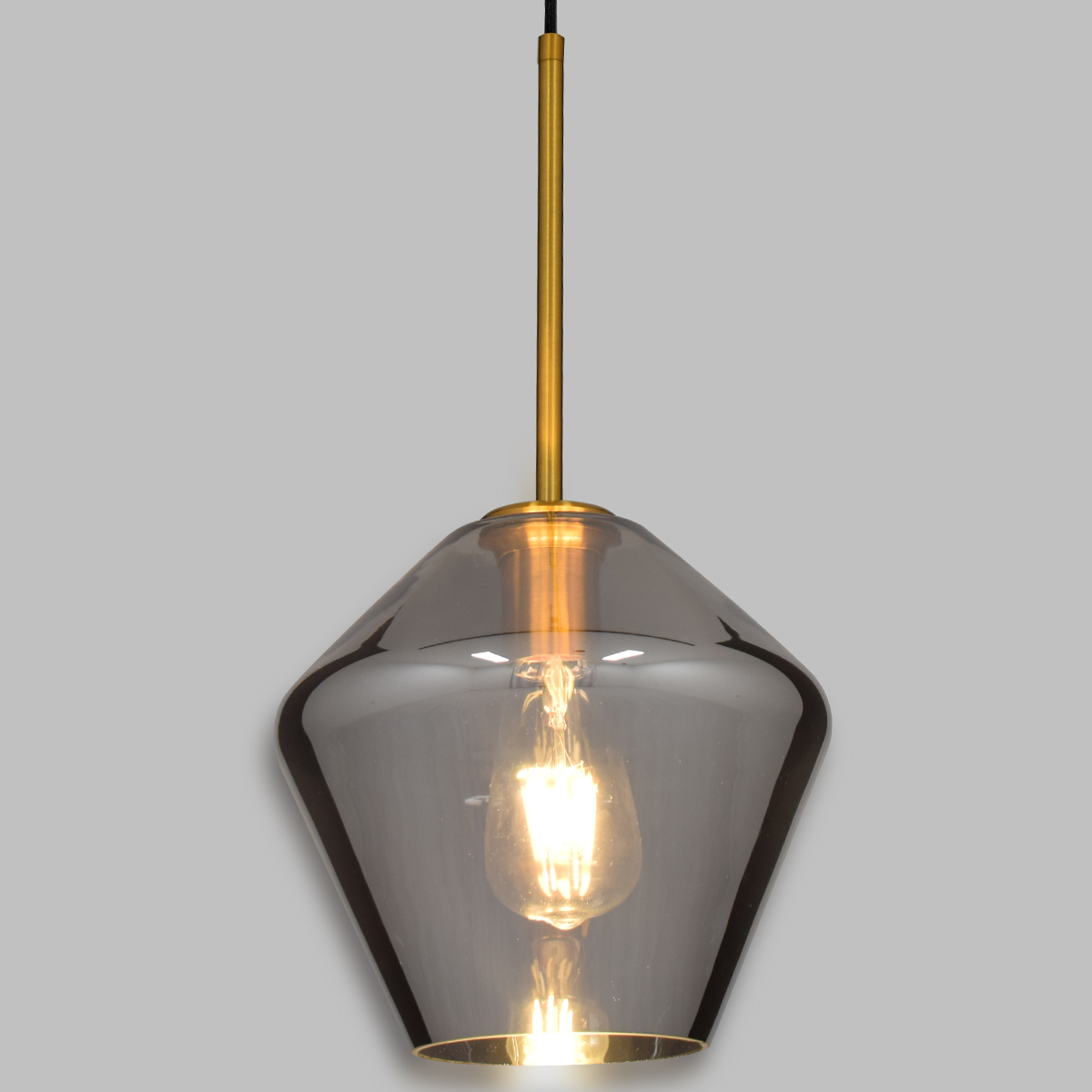 GLOBOSTAR® AMARIS 00872 Μοντέρνο Κρεμαστό Φωτιστικό Οροφής με Ντουί 1 x E27 AC 220-240V IP20 - Χρυσό & Μαύρο Φιμέ - Μ22 x Π22 x Y22cm - Image 2