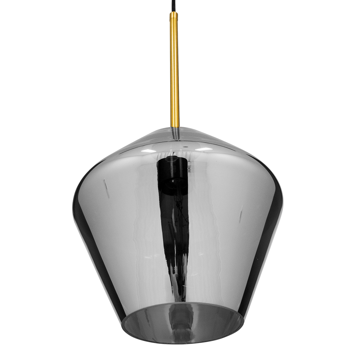 GLOBOSTAR® AMARIS 00872 Μοντέρνο Κρεμαστό Φωτιστικό Οροφής με Ντουί 1 x E27 AC 220-240V IP20 - Χρυσό & Μαύρο Φιμέ - Μ22 x Π22 x Y22cm - Image 5