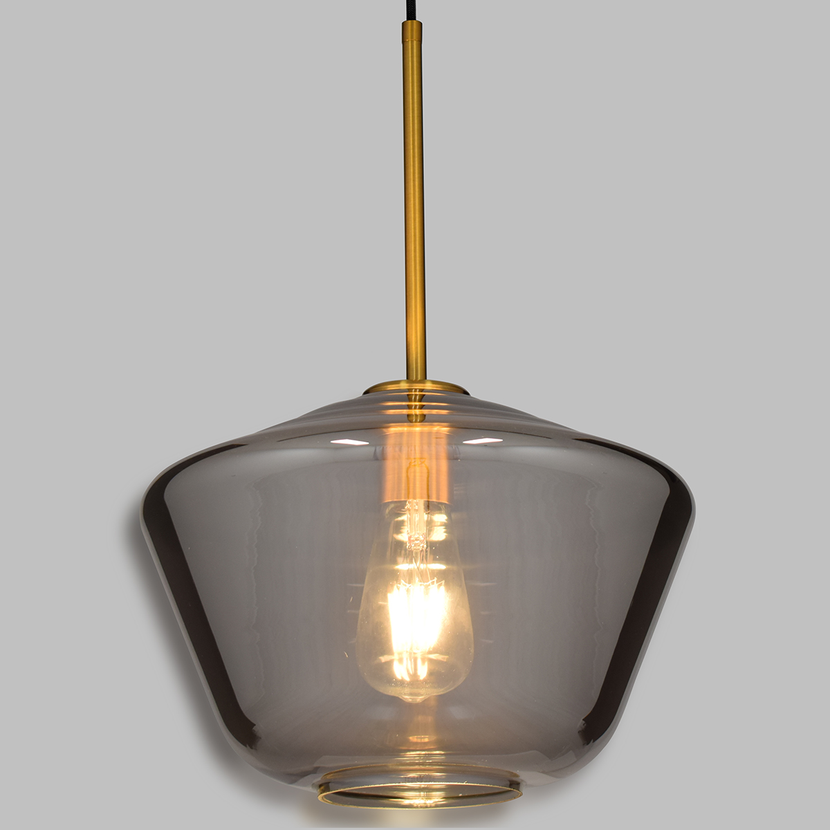 GLOBOSTAR® AMARIS 00873 Μοντέρνο Κρεμαστό Φωτιστικό Οροφής με Ντουί 1 x E27 AC 220-240V IP20 - Χρυσό & Μαύρο Φιμέ - Μ30 x Π30 x Y22cm - Image 2