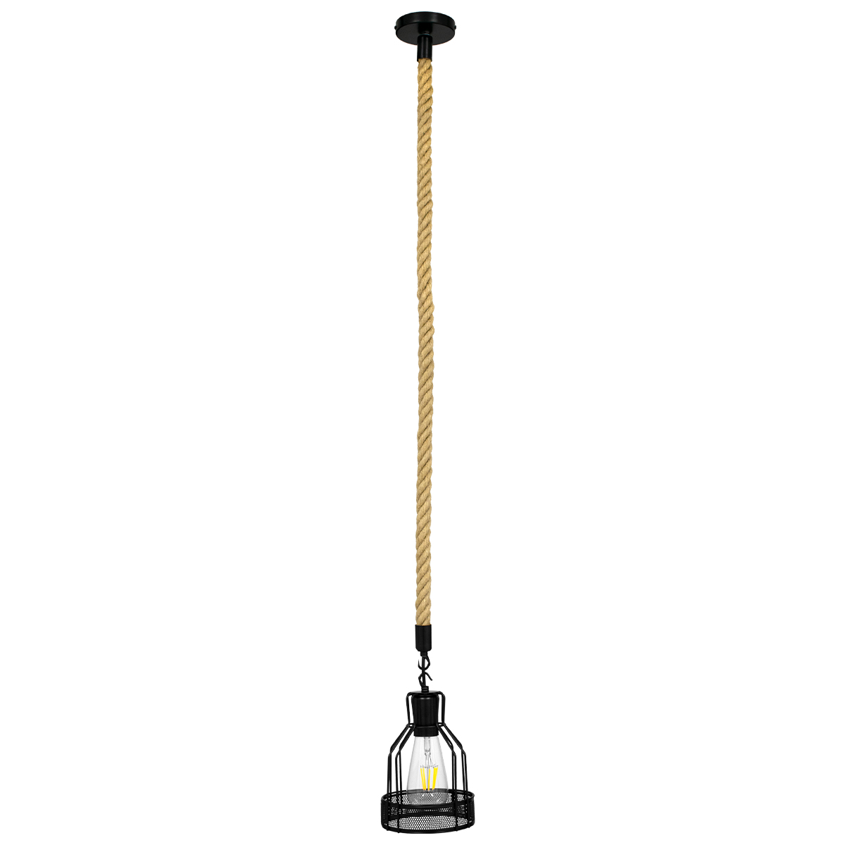 GLOBOSTAR® MASON 00881 Vintage Κρεμαστό Φωτιστικό Οροφής με Ντουί 1 x E27 AC 220-240V IP20 - Μαύρο & Μπεζ - Μ15 x Π15 x Υ24cm - Image 3