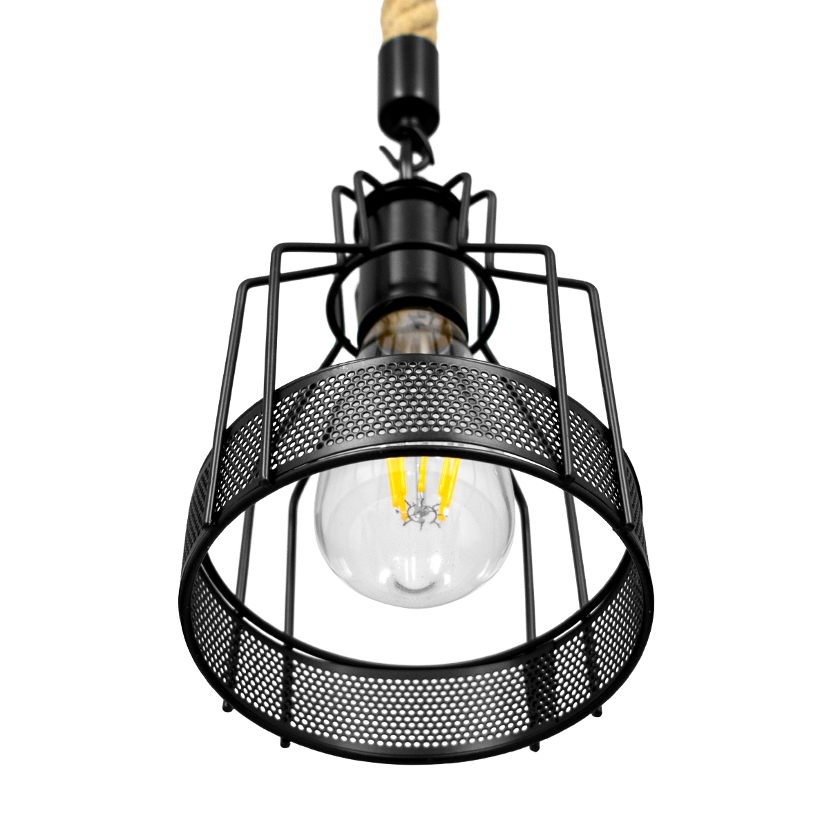 GLOBOSTAR® MASON 00881 Vintage Κρεμαστό Φωτιστικό Οροφής με Ντουί 1 x E27 AC 220-240V IP20 - Μαύρο & Μπεζ - Μ15 x Π15 x Υ24cm - Image 5