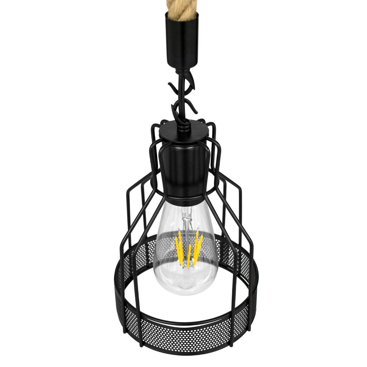 GLOBOSTAR® MASON 00881 Vintage Κρεμαστό Φωτιστικό Οροφής με Ντουί 1 x E27 AC 220-240V IP20 - Μαύρο & Μπεζ - Μ15 x Π15 x Υ24cm - Image 6