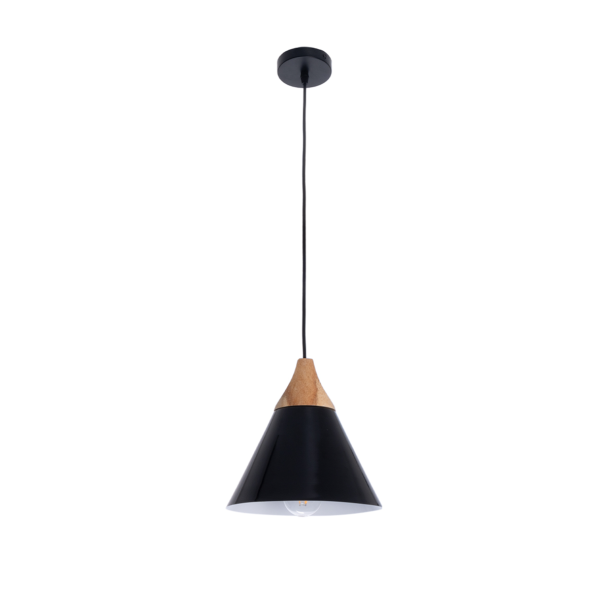 GLOBOSTAR® SHADE 00906 Μοντέρνο Κρεμαστό Φωτιστικό Οροφής με Ντουί 1 x E27 AC 220-240V IP20 - Μαύρο & Μπεζ - Μ23 x Π23 x Υ22cm - Image 3