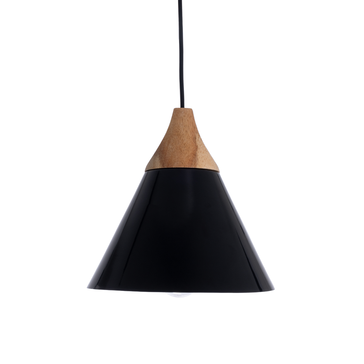 GLOBOSTAR® SHADE 00906 Μοντέρνο Κρεμαστό Φωτιστικό Οροφής με Ντουί 1 x E27 AC 220-240V IP20 - Μαύρο & Μπεζ - Μ23 x Π23 x Υ22cm - Image 4