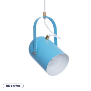 GLOBOSTAR® HAZEL 00927 Μοντέρνο Κρεμαστό Φωτιστικό Οροφής με Ντουί 1 x E27 AC 220-240V IP20 - Γαλάζιο & Χρυσό - Μ12 x Π12 x Υ27cm