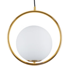 GLOBOSTAR® MADRID 00932 Μοντέρνο Κρεμαστό Φωτιστικό Οροφής με Ντουί 1 x E27 AC 220-240V IP20 - Χρυσό & Λευκό - Μ30 x Π20 x Υ30cm