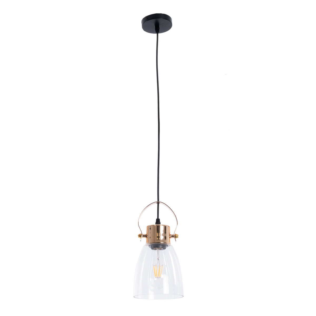 GLOBOSTAR® JAVER 00934 Vintage Κρεμαστό Φωτιστικό Οροφής με Ντουί 1 x E27 AC 220-240V IP20 - Διάφανο & Ροζ Χρυσό - Μ14.5 x Π14.5 x Υ28cm - Image 4