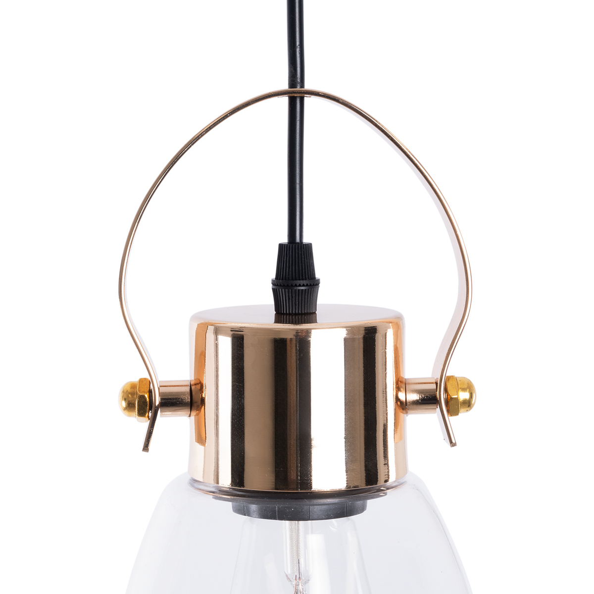 GLOBOSTAR® JAVER 00934 Vintage Κρεμαστό Φωτιστικό Οροφής με Ντουί 1 x E27 AC 220-240V IP20 - Διάφανο & Ροζ Χρυσό - Μ14.5 x Π14.5 x Υ28cm - Image 7