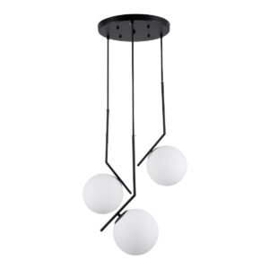 GLOBOSTAR® MONROE 00952 Μοντέρνο Κρεμαστό Φωτιστικό Οροφής με Ντουί 3 x E27 AC 220-240V IP20 - Μαύρο & Λευκό - Μ60 x Π60 x Υ50cm