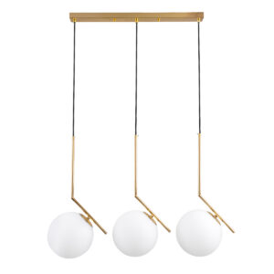 GLOBOSTAR® MONROE 00955 Μοντέρνο Κρεμαστό Φωτιστικό Οροφής με Ντουί 3 x E27 AC 220-240V IP20 - Χρυσό & Λευκό - Μ74 x Π25 x Υ50cm