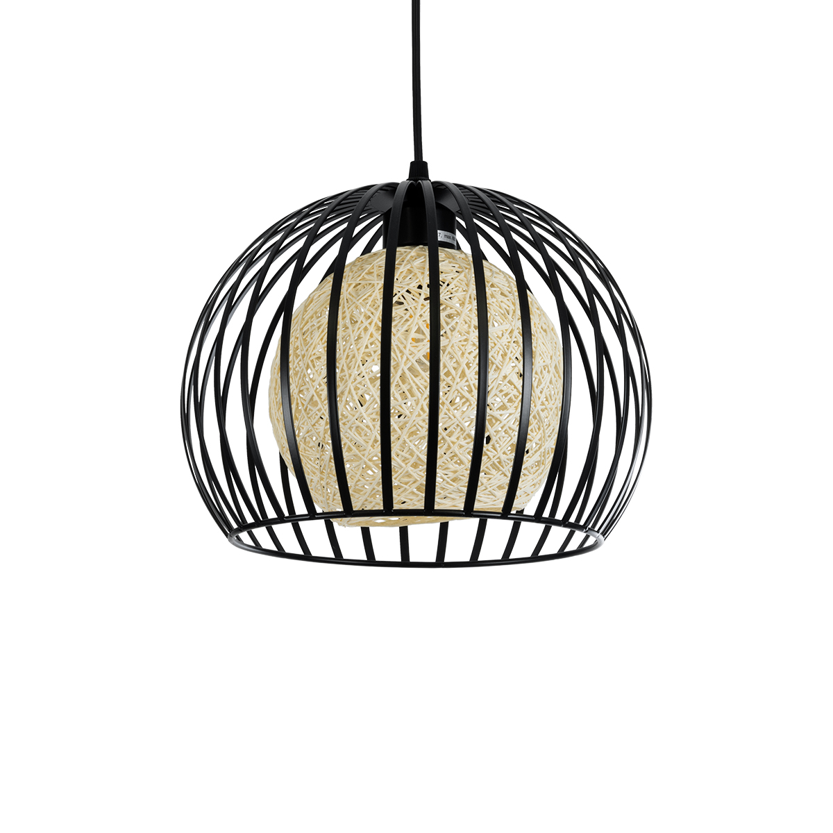 GLOBOSTAR® CARTER 00960 Μοντέρνο Κρεμαστό Φωτιστικό Οροφής με Ντουί 1 x E27 AC 220-240V IP20 - Μαύρο & Μπεζ - Μ28 x Π28 x Υ23cm - Image 2